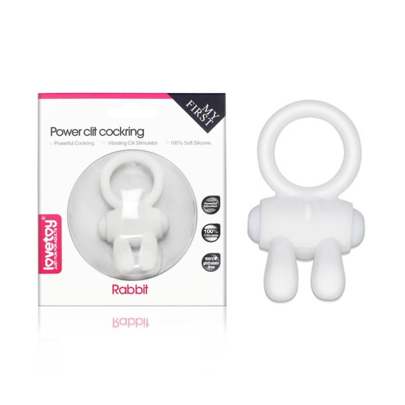 Inel Penis Power Clit Cockring White Cu Vibratii Sex Shop