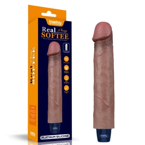 Realistic REAL SOFTEE Rechargeable Silicone Vibrating Dildo