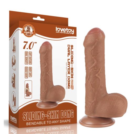 Dildo Sliding Skin Dual Layer 7 Tan