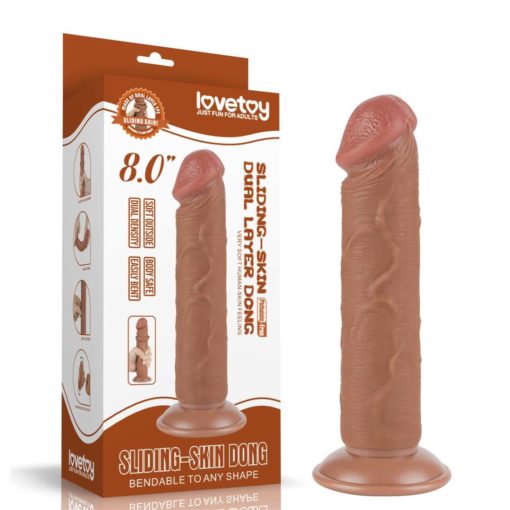 Dildo Sliding Skin Dual Layer Brown 20