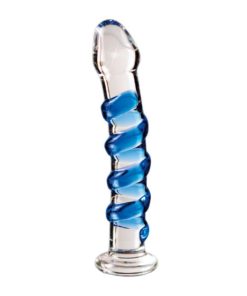 Dildo de Sticla Icicles Clear Blue