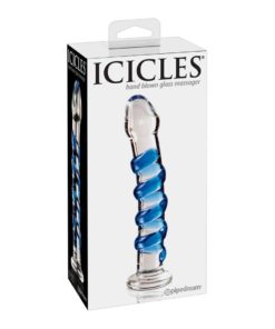 Dildo de Sticla Icicles Clear Blue