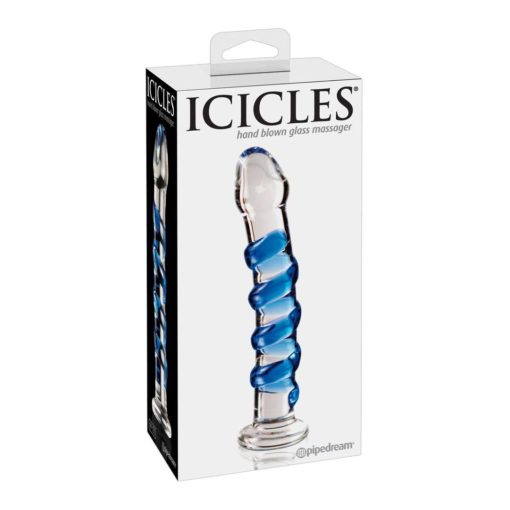 Dildo de Sticla Icicles Clear Blue